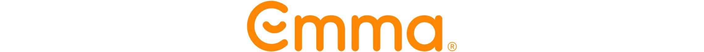 Logo mit orangefarbenem Schriftzug "Emma" auf weißem Hintergrund