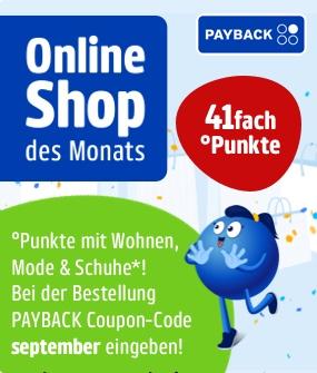 Jetzt °punkten! Bei der Bestellung PAYBACK Coupon-Code september eingeben!