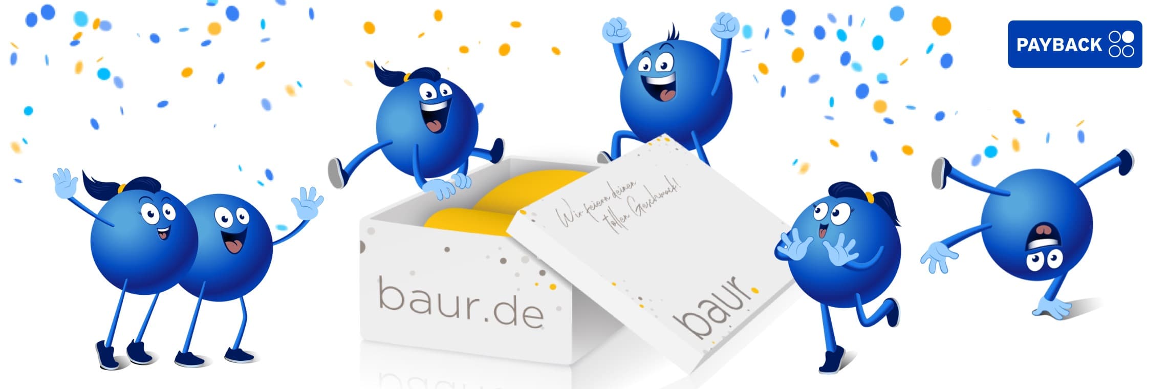 PAYBACK Pointis die feiern, BAUR-Kartons und Konfetti