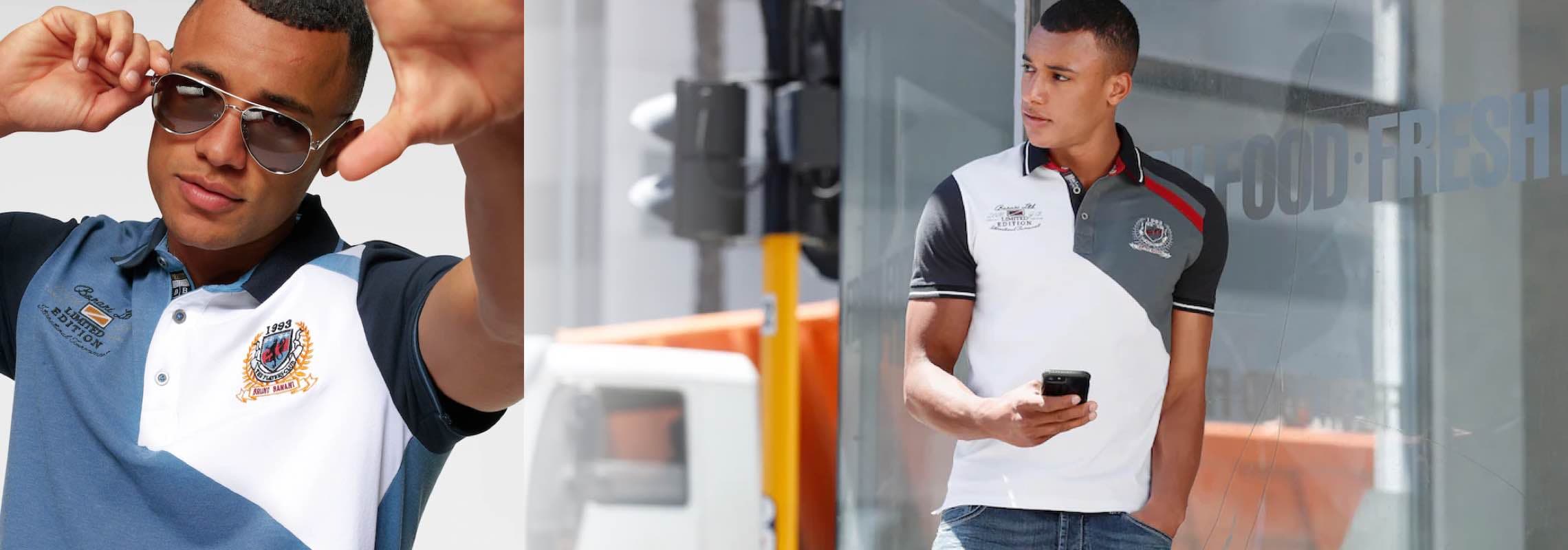 Zwei Männer in Poloshirts, einer hält die Hände vor das Gesicht, der andere schaut auf sein Handy.